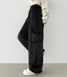 Corduroy Microfiber Velvet Pocket Cargo Long Wide Banding Pants