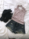 Turin Washing Damage Denim Shorts