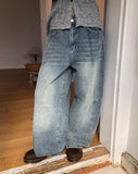 Drok cut balloon fit wide denim pants