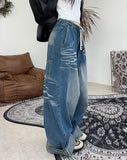 Loose cat-washed pocket denim pants