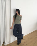 Sasha Stud Rivet Unbalanced Off-Shoulder Short Sleeve T-Shirt