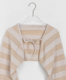 Speaky Stripe Ribbon Bolero Knit Cardigan