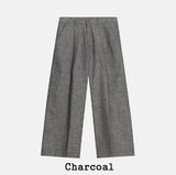 Sloped Wool One-Tuck Wide Slacks