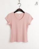Ser V-neck Slim Ribbed Short Sleeve T-shirt