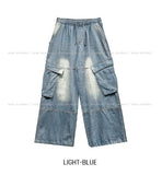 Hard vintage washed cargo denim pants