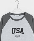 Nontus Lettering Raglan Color Matching Long Sleeve Tee