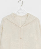 Mildy Punching Flower Embroidery Hood Shirt