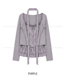 Bay Ruffle Check Cardigan Set