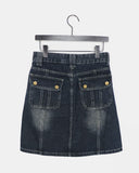 Yuan Cut Washed Denim Midi Skirt