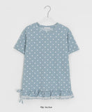Kyaoli Dot Frill Short Sleeve Tee