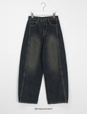 Komei Washing Peach Fuzz Balloon Wide Denim Pants