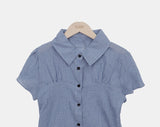 Shukong Check Short Sleeve Blouse