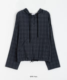 Tsuke Vintage String Check Long Sleeve Hood