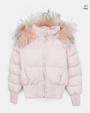 Eru Shibori fur hooded zip-up short padding