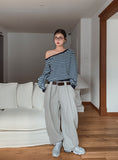Kelly Unbalance Off Stripe Long Sleeve