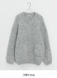 Kyuns Pocket Boucle Round Wool Knit