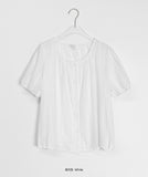 Salid Punching Round Short Sleeve Blouse