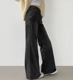 Loose Wide Bootcut Fit Banding Span Denim Pants