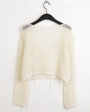 Runt vintage damage net net crop long sleeve knit