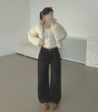 Winter Brushed Wide Fit Banding Denim Pants