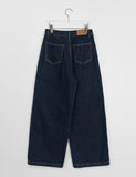 Tedia pin tuck wide raw denim pants