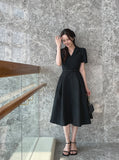 Yuel Puff Collar Jacquard Long One Piece (Belt Set)
