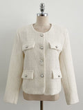 Schuet Round No-Collar Pearl Tweed Jacket