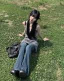 Chunky Damage Washing Denim Bootcut Pants