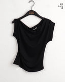 Charba Shirring Unbalanced One Shoulder Sleeveless T-shirt