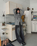 Tinted Washed String Balloon Denim Pants