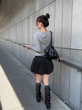 Obik Shirring Biker Buckle Long Boots