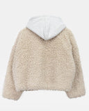 Sell Fluffy Fur Color Matching Quilted Hood Zip-Up Jumper