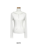 Dazzle ribbed snap semi-crop hoodie