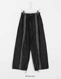 Socif line color matching denim banding pants