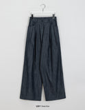 Tobita pin tuck banding raw wide denim pants