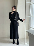 Shua Back Button Repeat Flare Knit One Piece (Belt set)