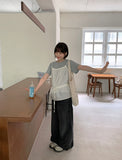 Medit Cat Washing Cut Wide Black Denim Pants