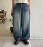 Ruiki Cut Washing Wide Denim Pants