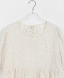 Myuo dot ribbon shirring short sleeve blouse