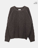 Delin round neck cable wool knit