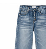 Left-washed flare denim pants