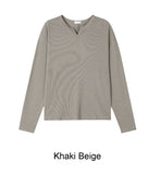 Elo Waffle Slit Neck Long Sleeve