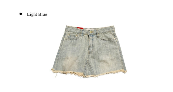 【Anyone more】Eoseun Denim Wash Mini Skirt Anyone more (エニワンモア) - オスンデニムウォッシュ加工ミニ
