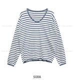 Soy Striped V-Neck Knit