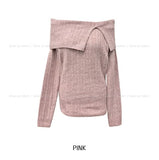 Kishi Ribbed Slit Off-Shoulder Knit