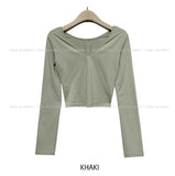 Basic Heat V-neck Long-sleeved T-shirt