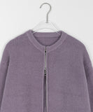 Uconi Wool Pocket Round Knit Zip-Up