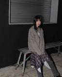 Enjet zipper pocket oversized fit boxy denim zip-up jacket