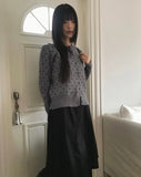 Honey round neck dot knit cardigan