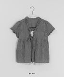 Qubin Layered Check Frill Short Sleeve Blouse